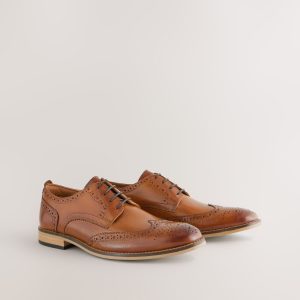 Singertrad582468 Brown Sdard Fit Leather Contrast Sole Brogue Shoes