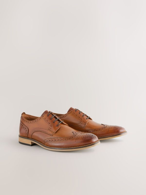 Singertrad582468 Brown Sdard Fit Leather Contrast Sole Brogue Shoes