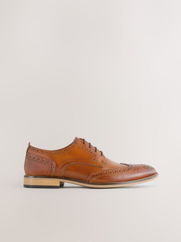 Singertrad582468 Brown Sdard Fit Leather Contrast Sole Brogue Shoes - Image 2