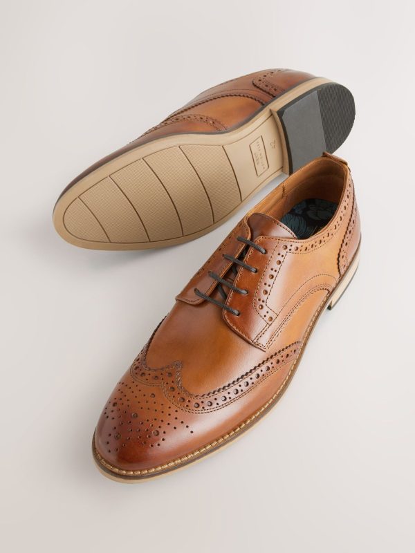 Singertrad582468 Brown Sdard Fit Leather Contrast Sole Brogue Shoes - Image 4