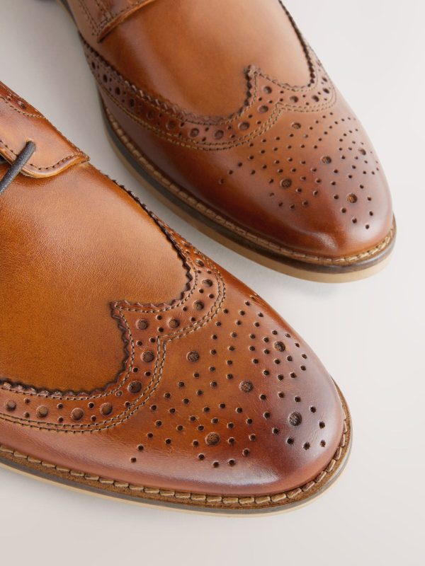 Singertrad582468 Brown Sdard Fit Leather Contrast Sole Brogue Shoes - Image 6