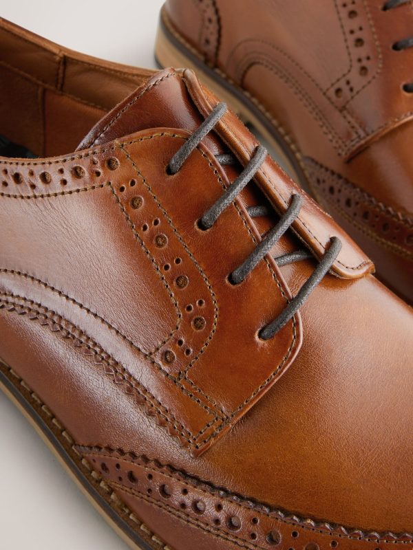 Singertrad582468 Brown Sdard Fit Leather Contrast Sole Brogue Shoes - Image 7