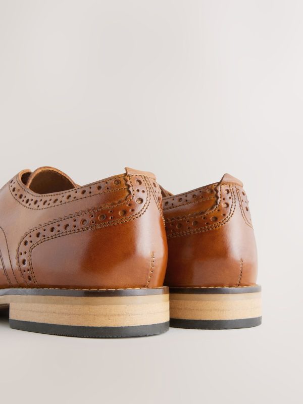 Singertrad582468 Brown Sdard Fit Leather Contrast Sole Brogue Shoes - Image 8