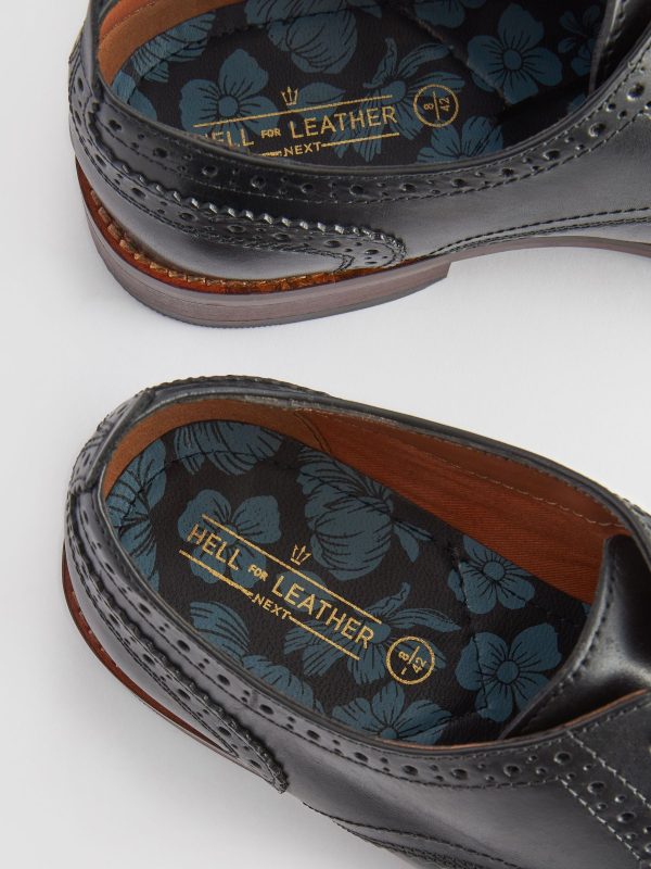 Singertrad582477 Black Wide Fit Leather Contrast Sole Brogue Shoes - Image 4