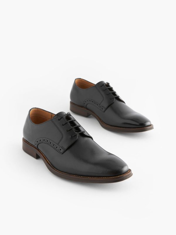Singertrad582480 Black Sdard Fit Leather Contrast Sole Derby Shoes - Image 2