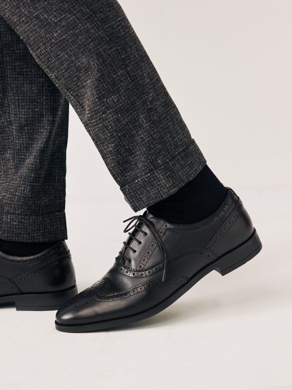 Singertrad582467 Black Wide Fit Leather Oxford Brogue Shoes