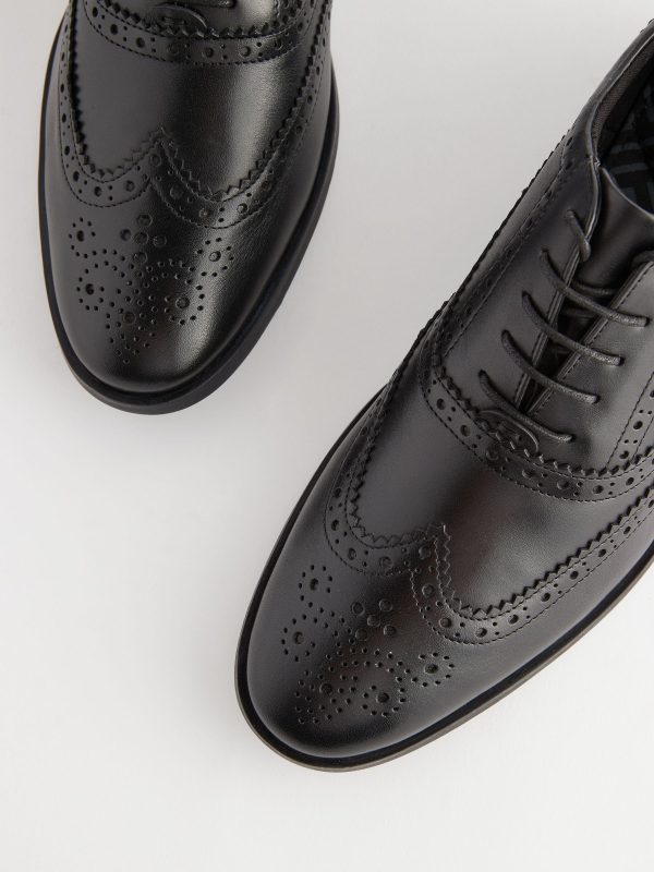 Singertrad582467 Black Wide Fit Leather Oxford Brogue Shoes - Image 4