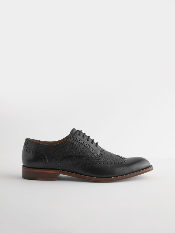Singertrad582473 Black Leather Wing Cap Brogue Shoes - Image 2