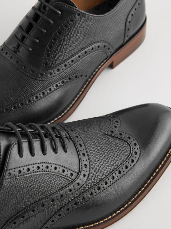 Singertrad582473 Black Leather Wing Cap Brogue Shoes - Image 3