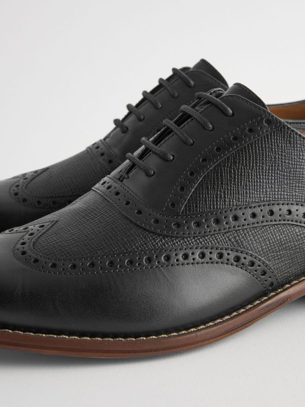 Singertrad582473 Black Leather Wing Cap Brogue Shoes - Image 4