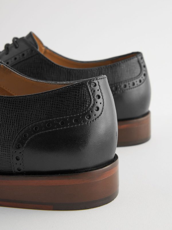 Singertrad582473 Black Leather Wing Cap Brogue Shoes - Image 5
