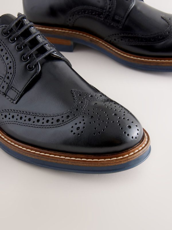 Singertrad582475 Black Sdard Fit Leather Contrast Sole Chunky Brogues Shoes - Image 3