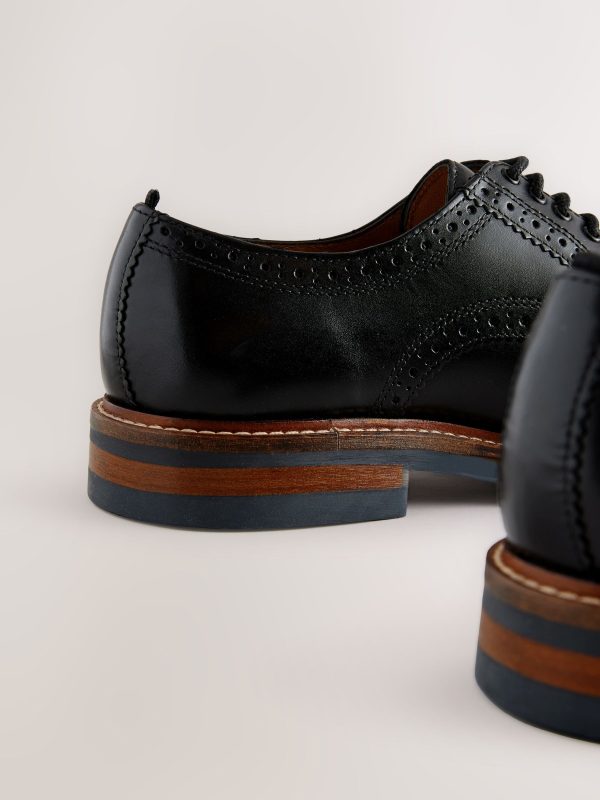 Singertrad582475 Black Sdard Fit Leather Contrast Sole Chunky Brogues Shoes - Image 5