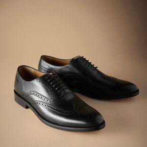 Singertrad582470 Black Sdard Fit Signature Italian Leather Wingcap Brogue Shoes