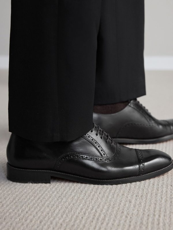 Singertrad582470 Black Sdard Fit Signature Italian Leather Wingcap Brogue Shoes - Image 2