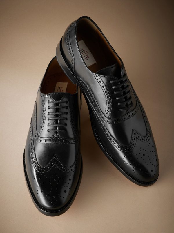 Singertrad582470 Black Sdard Fit Signature Italian Leather Wingcap Brogue Shoes - Image 3