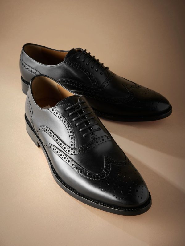 Singertrad582470 Black Sdard Fit Signature Italian Leather Wingcap Brogue Shoes - Image 4