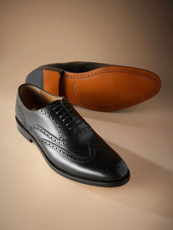 Singertrad582470 Black Sdard Fit Signature Italian Leather Wingcap Brogue Shoes - Image 5