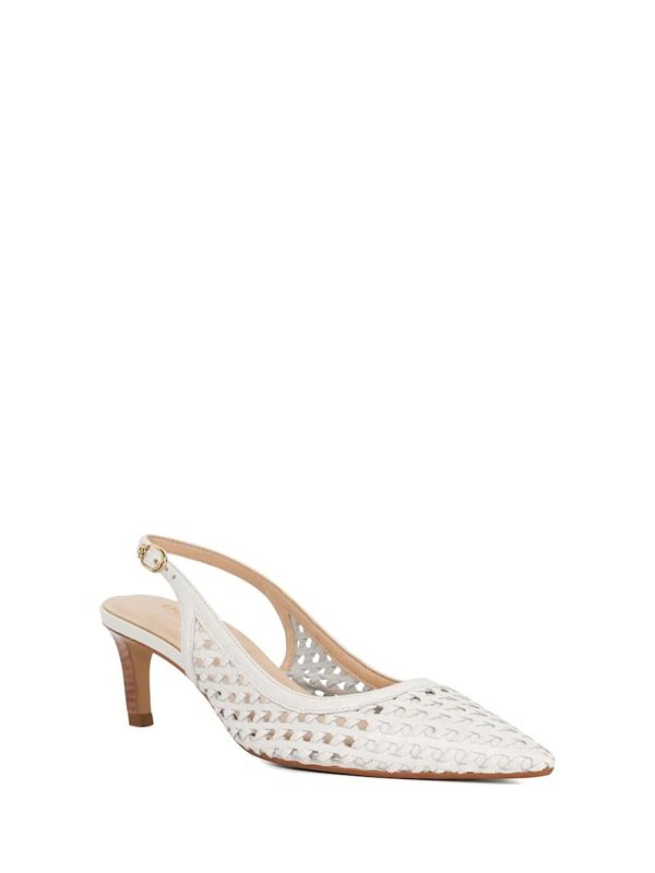 Singertrad582484 White Divided Weave Kitten Slingback Shoes - Image 3