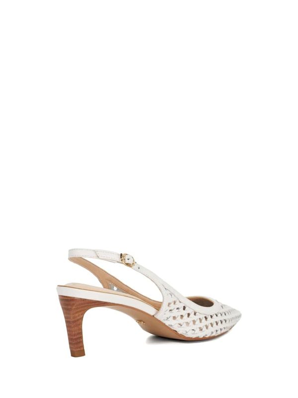 Singertrad582484 White Divided Weave Kitten Slingback Shoes - Image 4