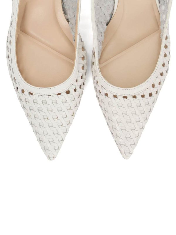 Singertrad582484 White Divided Weave Kitten Slingback Shoes - Image 5