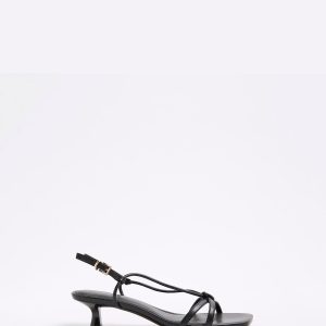 Singertrad582489 Black Kitten Heeled Strappy Sandals