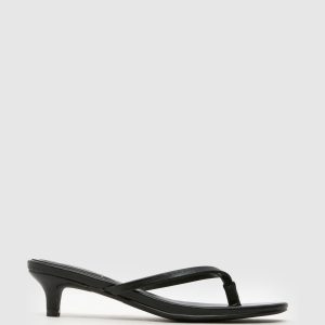 Singertrad582493 Toe Post Kitten Black Sandals