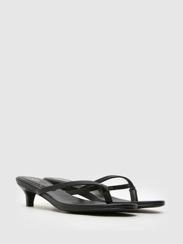 Singertrad582493 Toe Post Kitten Black Sandals - Image 2