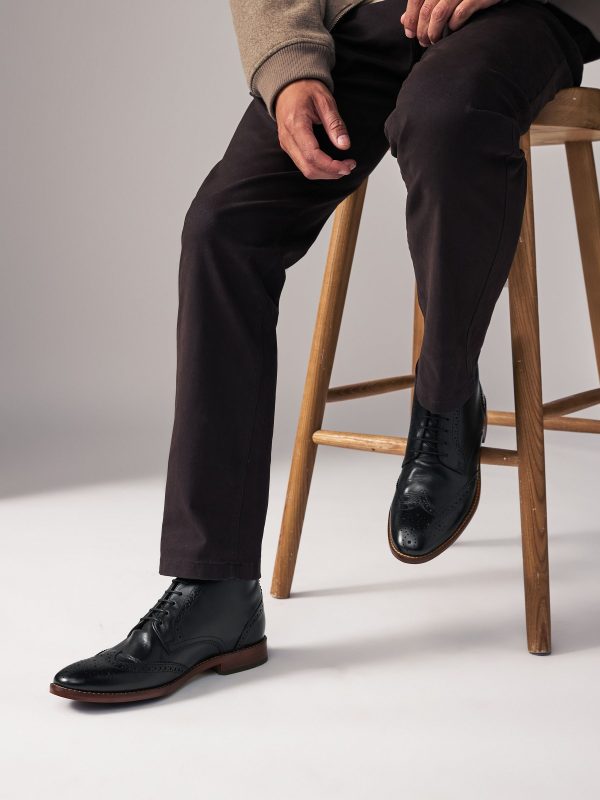 Singertrad582474 Black Leather Brogue Boots