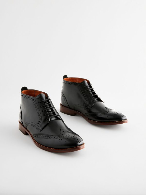 Singertrad582474 Black Leather Brogue Boots - Image 2