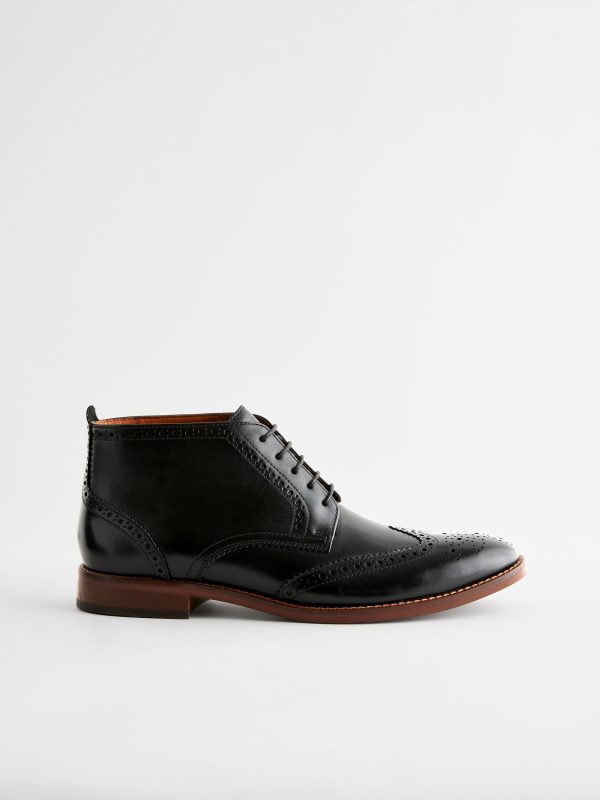 Singertrad582474 Black Leather Brogue Boots - Image 3