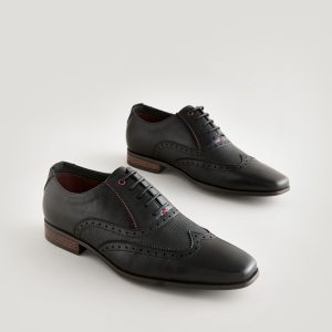Singertrad582472 Black Embossed Oxford Wingcap Brogue Shoes