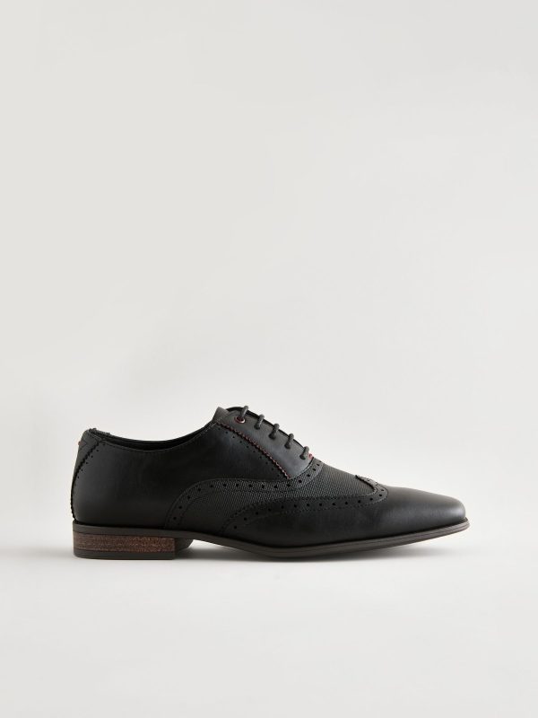 Singertrad582472 Black Embossed Oxford Wingcap Brogue Shoes - Image 2