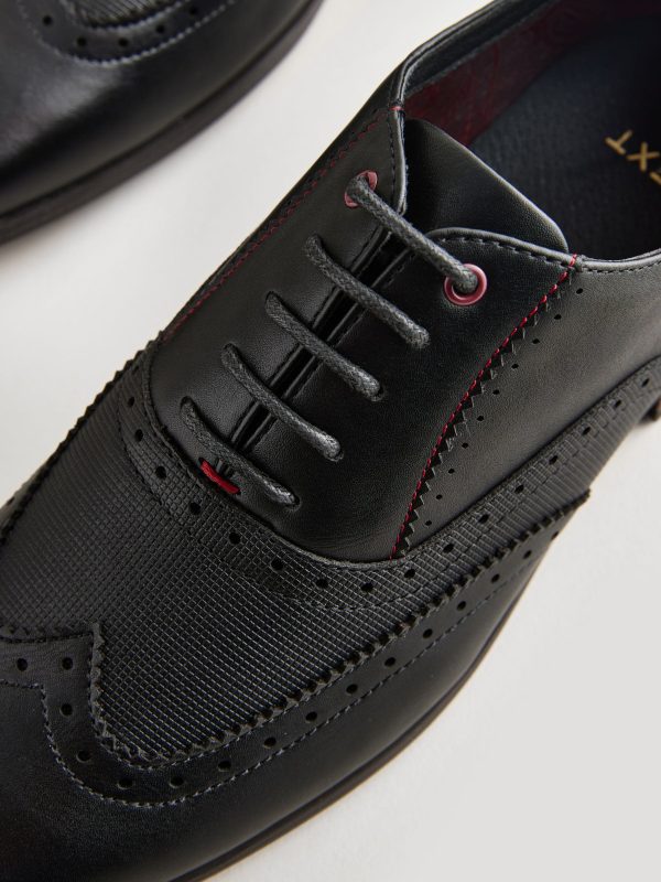 Singertrad582472 Black Embossed Oxford Wingcap Brogue Shoes - Image 5