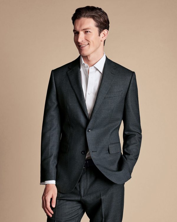 Singertrad582448 Micro Check Suit - Dark Grey - Image 4
