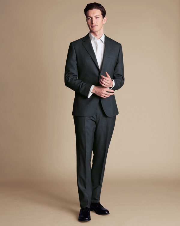 Singertrad582448 Micro Check Suit - Dark Grey