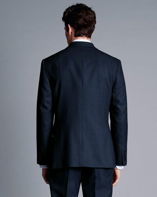 Singertrad582452 Micro Check Suit - Ink Blue - Image 4