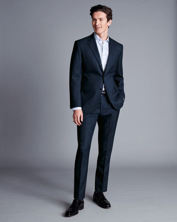 Singertrad582452 Micro Check Suit - Ink Blue