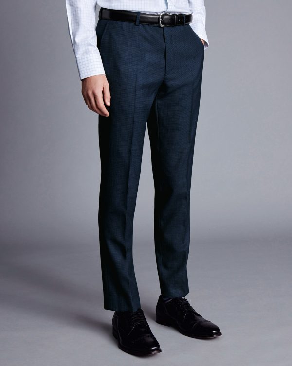 Singertrad582452 Micro Check Suit - Ink Blue - Image 2