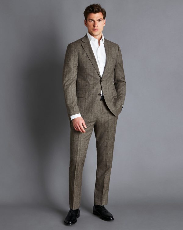 Singertrad582456 Prince of Wales Check Suit - Oatmeal