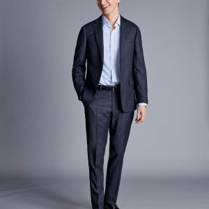 Singertrad582441 Italian Pindot Suit - Denim Blue