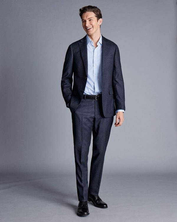 Singertrad582441 Italian Pindot Suit - Denim Blue