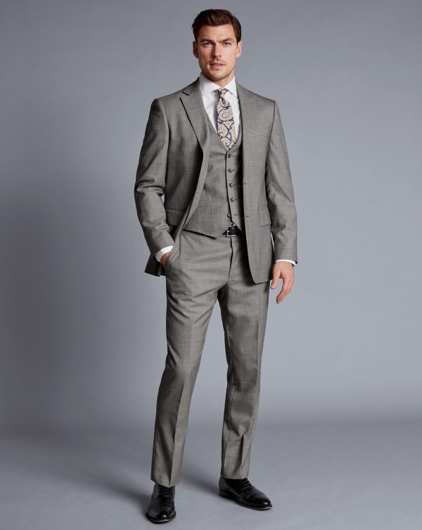 Singertrad582451 Sharkskin Suit - Light Grey